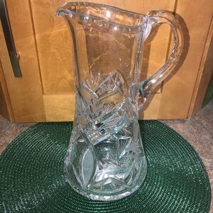 Brilliant Cut Pinwheel Hobstar Glass Pitcher Monica Crystal